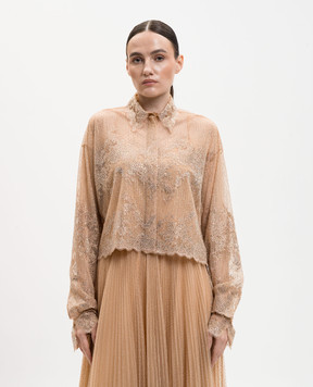 Ermanno Scervino Бежева блуза з кристалами D482K726CSCTUJP