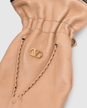 Valentino Бежевые кожаные перчатки 9W2GDA57CZV