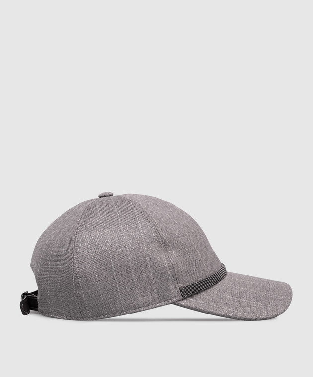 Brunello Cucinelli Серая кепка из шерсти с люрексом в полоску MCAP90227P изображение 3