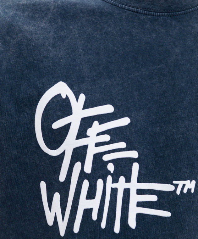 Off-White Синя футболка з брендовим принтом 44MAA120S26J00G зображення 5
