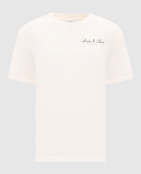 Sporty & Rich Футболка кольору айворі з принтом логотипа TO11976269WH37m