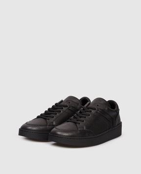 Canali Черные кожаные кроссовки с логотипом RC01210491218