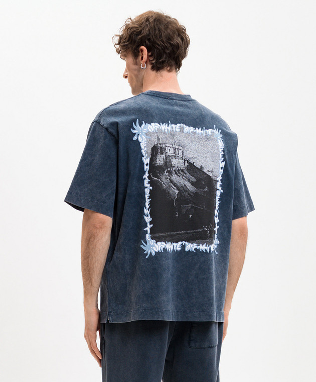 Off-White Синя футболка з брендовим принтом 44MAA120S26J00G зображення 4