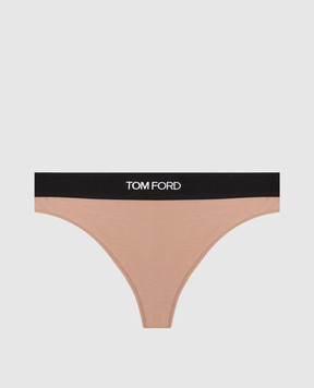 Tom Ford Бежевые трусики-тонг с узором логотипа KNJ009JEX011