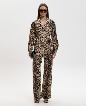 Ermanno Scervino Бежевая блуза из шелка в анималистичный принт D482I353YLI