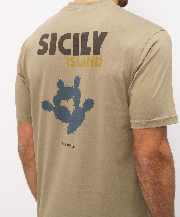 Officina 36 Футболка кольору хакі Sicily Island CUPF78 зображення 4