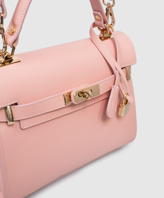 Gianni Notaro Розовая кожаная сумка-сетчел SAFFIANO 099SAFFIANOORO изображение 4