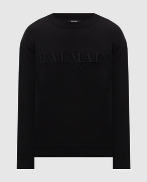 Balmain Черный джемпер с вышивкой логотипа HH1KD185KK24