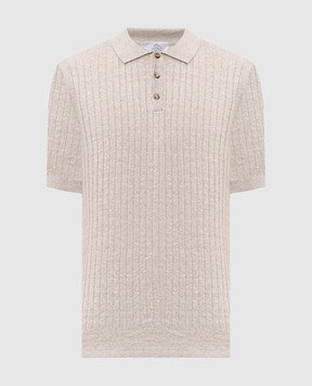 Pini Parma Бежевое поло с леном в рубчик POLCOLIRIBEC