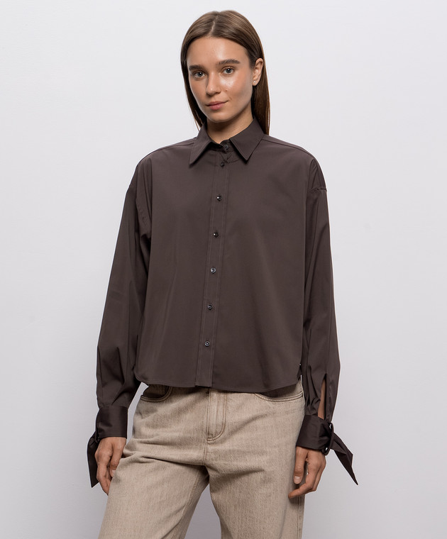 Brunello Cucinelli Коричнева сорочка MP091M2I26 зображення 3