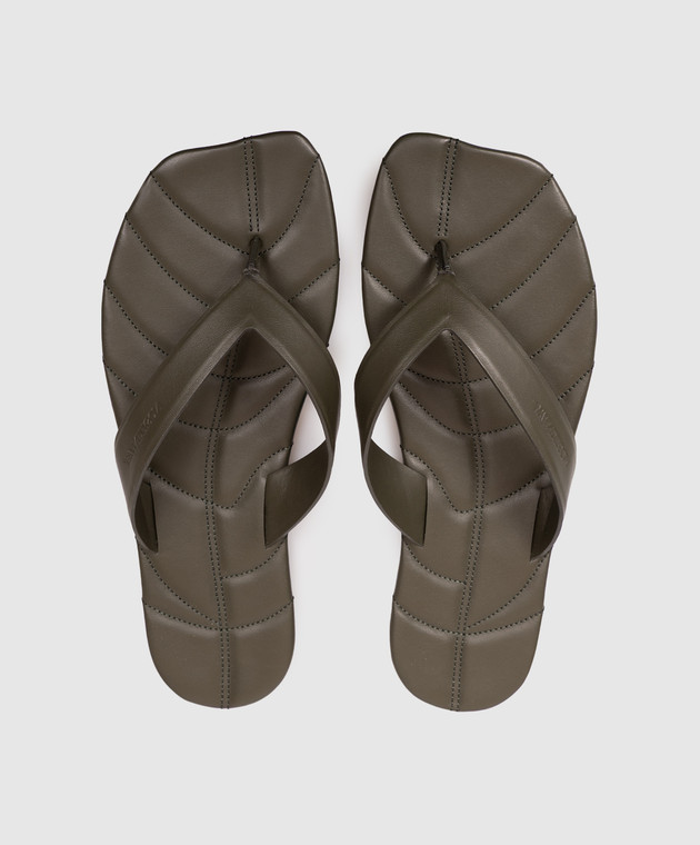 JW Anderson Кожаные шлепанцы цвета хаки с тиснением логотипа SL0016LA0232 изображение 4