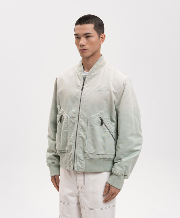 Off-White Зелений утеплений бомбер 44XEH05OS26F001 зображення 3