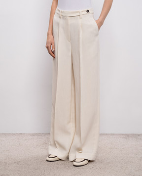 Brunello Cucinelli Штани кольору айворі з льоном MH126P9138