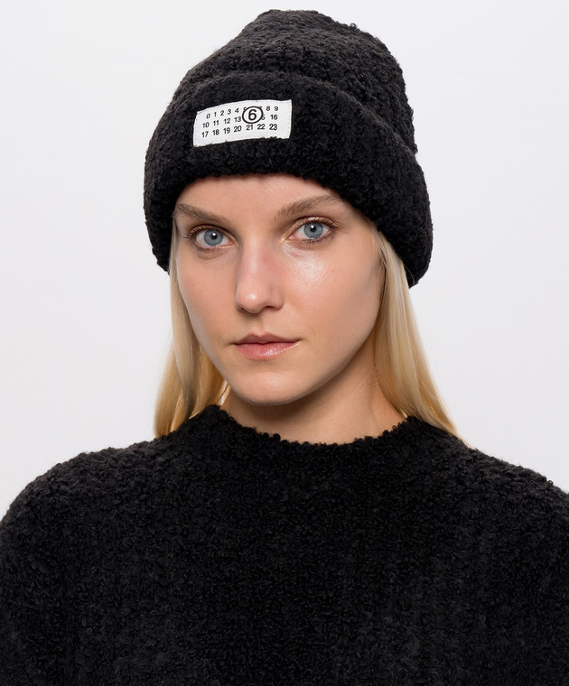 Maison Margiela MM6 Черная шапка с нашивкой S62TB0009M13342 изображение 2
