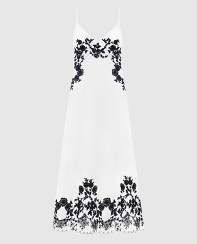 Ermanno Scervino Біла сукня міді з контрастним мереживом D482Q304APXZV