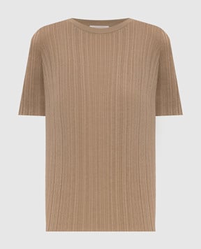 Agnona Бежевий топ з шовком в рубчик KT090157Q180P