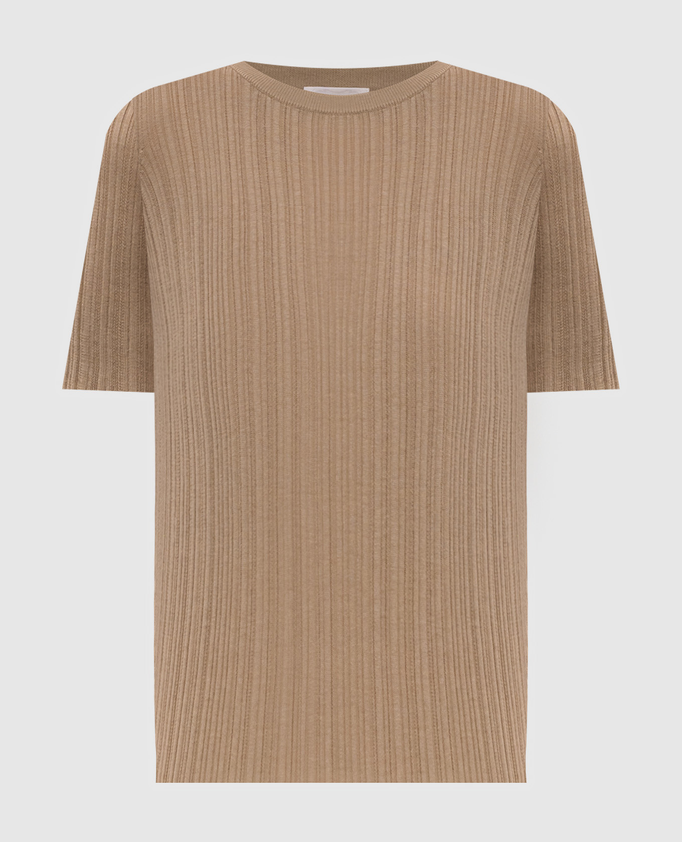 

Бежевый топ с шелком в рубчик, Топы