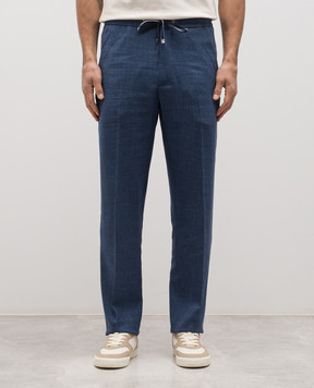Brett Johnson Синие брюки из шерсти, шелка и льна SS26P51Z470OCE