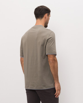 Brunello Cucinelli Футболка цвета хаки с эффектом наложения слоев M0B137427