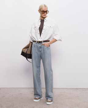 Brunello Cucinelli Белая рубашка с леном MH126NE406