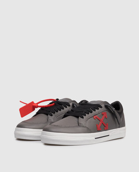 Off-White Сірі шкіряні кросівки Vulcanized OMIA293S26LEA001