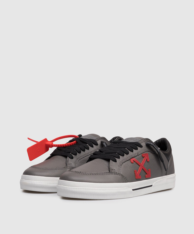 Off-White Сірі шкіряні кросівки Vulcanized OMIA293S26LEA001 зображення 2