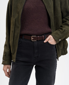 Max Mara Бордовий шкіряний ремінь з логотипом NEWBUCKLE35LONG