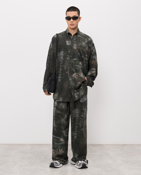 Balenciaga Чорна сорочка з принтом логотипа 857811TTL78