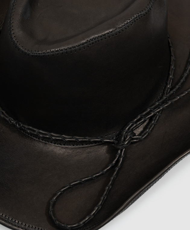 Ann Demeulemeester Чорний шкіряний капелюх Joleik з вінтажним ефектом B0014379LT137 зображення 4