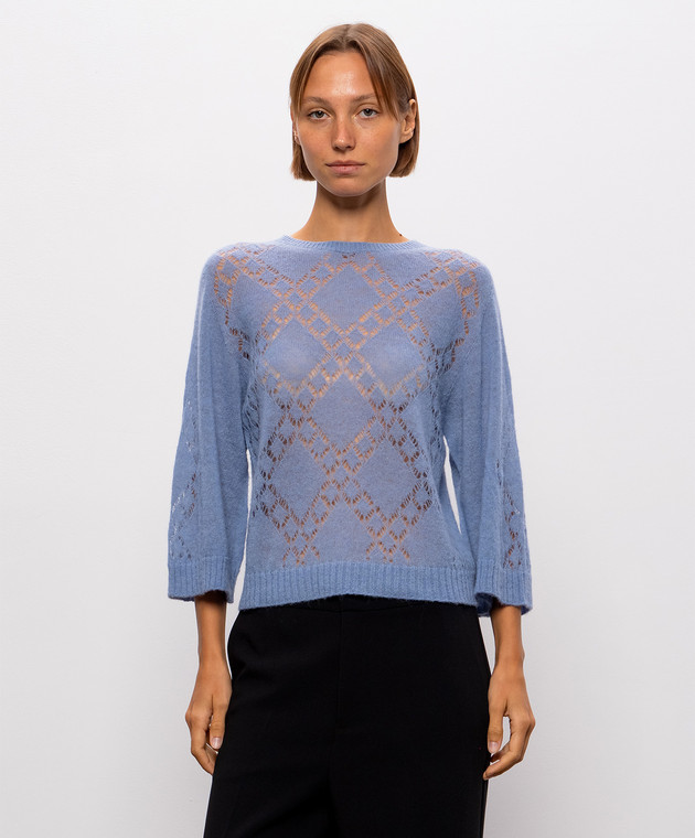 Twinset Голубой свитер с шерстью альпаки 262TP3373 изображение 3