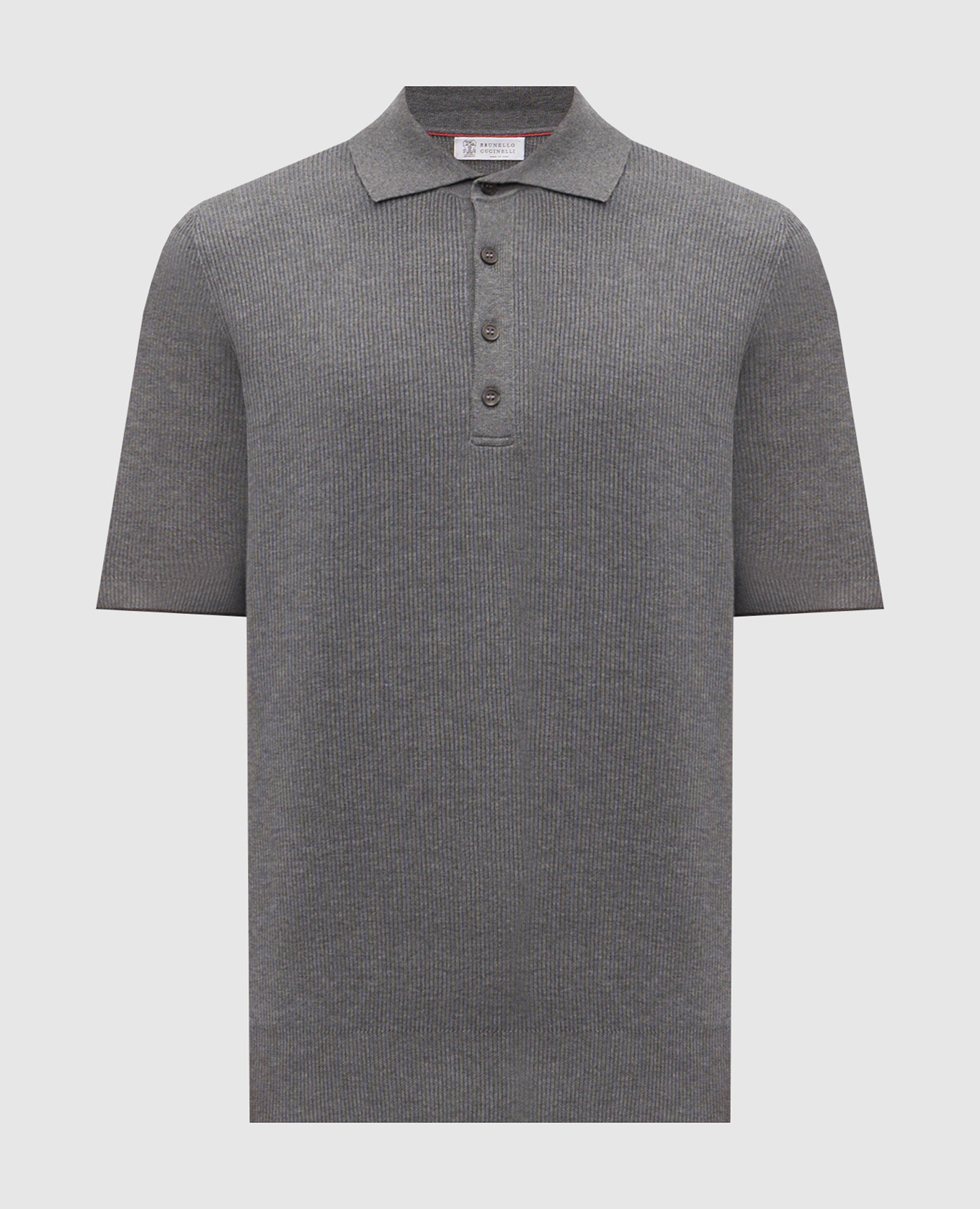 Серое поло в рубчик из хлопка