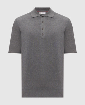 Brunello Cucinelli Серое поло в рубчик из хлопка M29400025