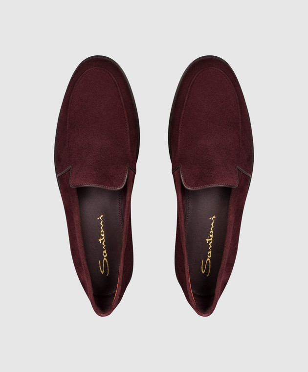 Santoni Бордові замшеві лофери WULB72051GC2SAEA зображення 4