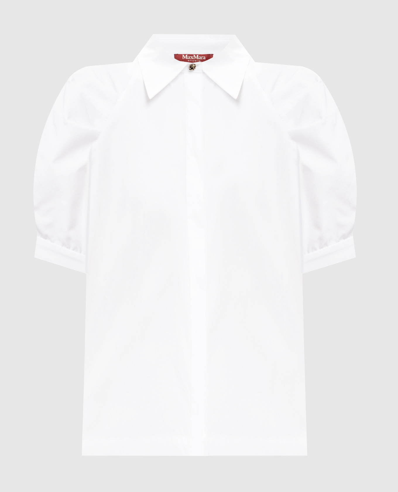 Белая рубашка с короткими рукавами с драпировкой