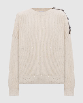 Brunello Cucinelli Бежевий светр з паєтками MDV745800P