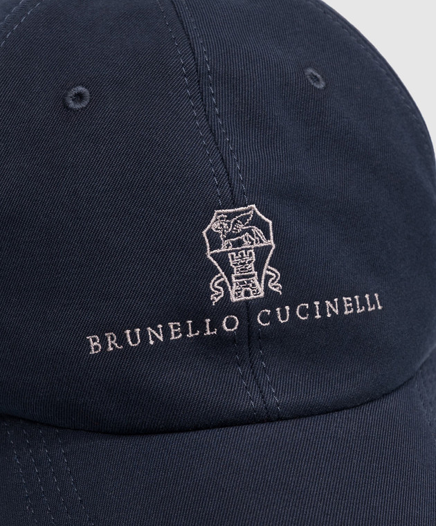 Brunello Cucinelli Синя кепка з вишивкою логотипа M252D9850 зображення 4