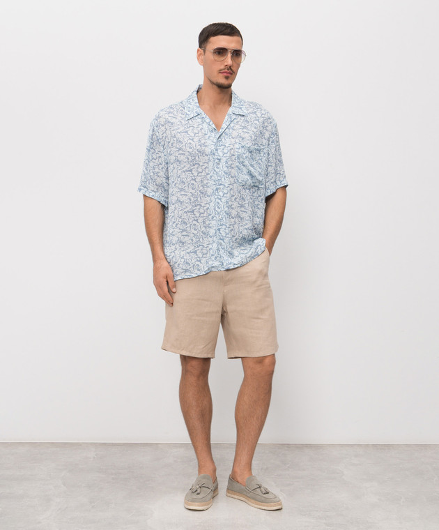 Trussardi Голубая рубашка в брендовый принт 5040N000047NMS113T00 изображение 2