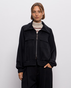 Brunello Cucinelli Чорна спортивна куртка з шовком MP828B2B06