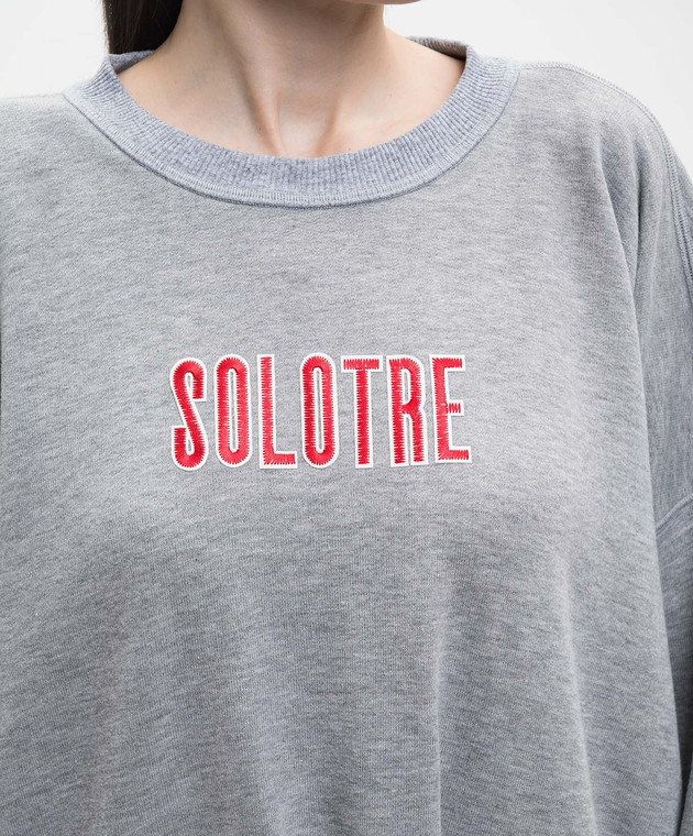 Solotre Серый меланжевый свитшот с вышивкой логотипа M1AB0151 изображение 5
