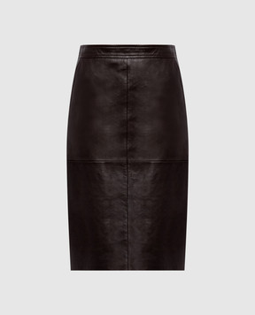 Max Mara Коричневая кожаная юбка TIMORE MSTTIMORE