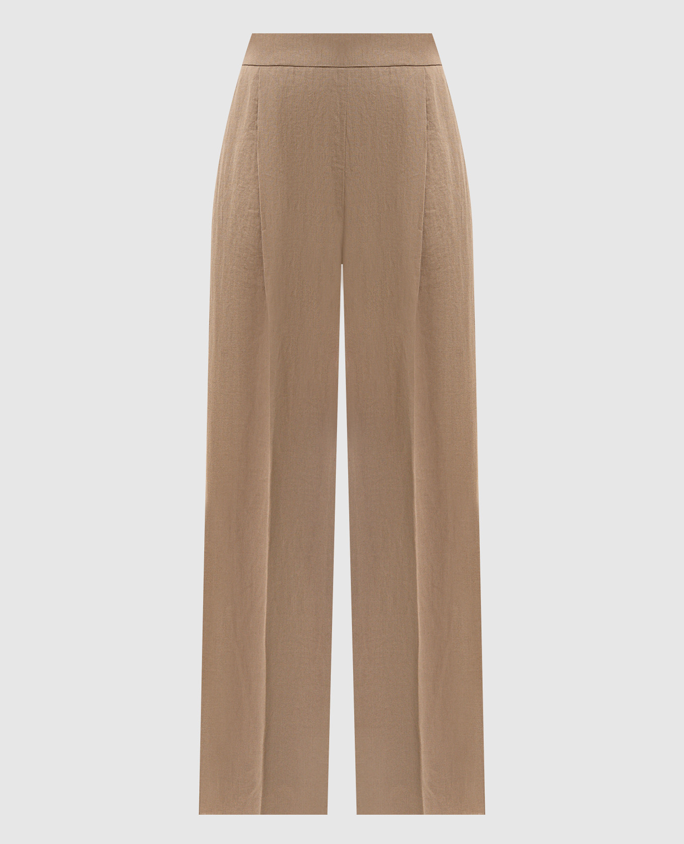 

Коричневые брюки из льна, Коричневый, Прямые брюки