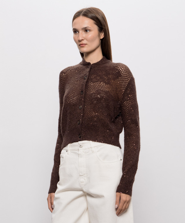 Brunello Cucinelli Коричневий кардиган з вовною MFA790106 зображення 3