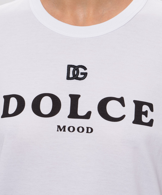 Dolce&Gabbana Белая футболка с принтом логотипа F8W56ZFU7EQ изображение 5