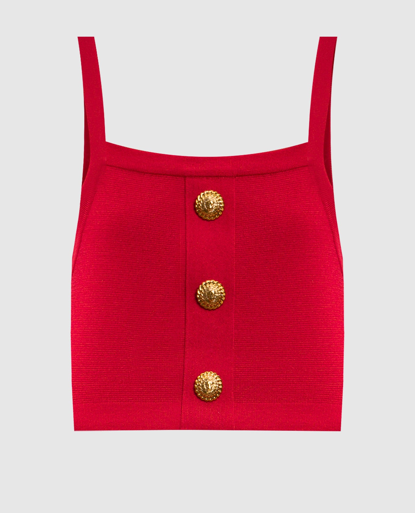 Красный топ с брендовыми заклепками