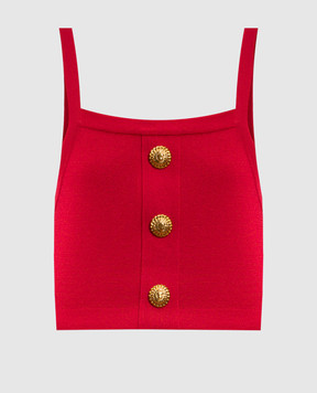 Balmain Красный топ с брендовыми заклепками GF1AA415KJ43