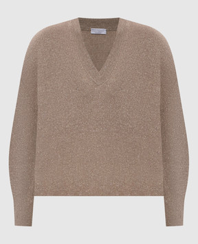 Brunello Cucinelli Коричневий пуловер з кашеміром M1E224702