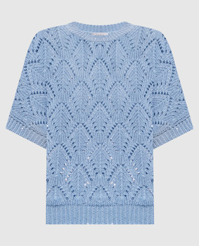 Peserico Блакитний топ в ажурний візерунок A99079F0309110