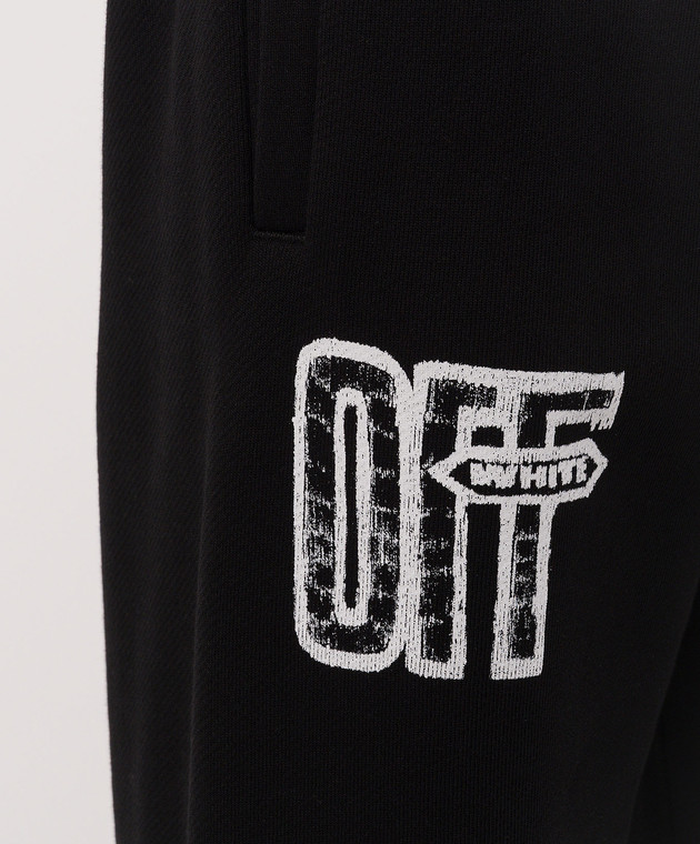 Off-White Черные спортивные брюки с принтом OFF 44MCH057F26F003 изображение 5