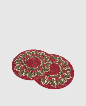 Lamart Набір червоних декоративних різдвяних столових килимків з бісеру 25488