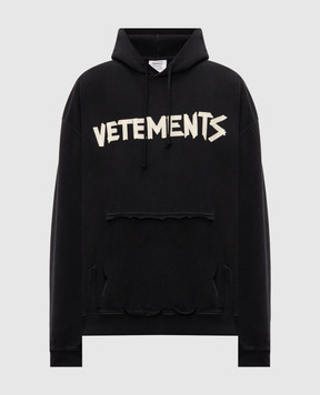 Vetements Чорне худі з принтом логотипа MH27HD149Bm